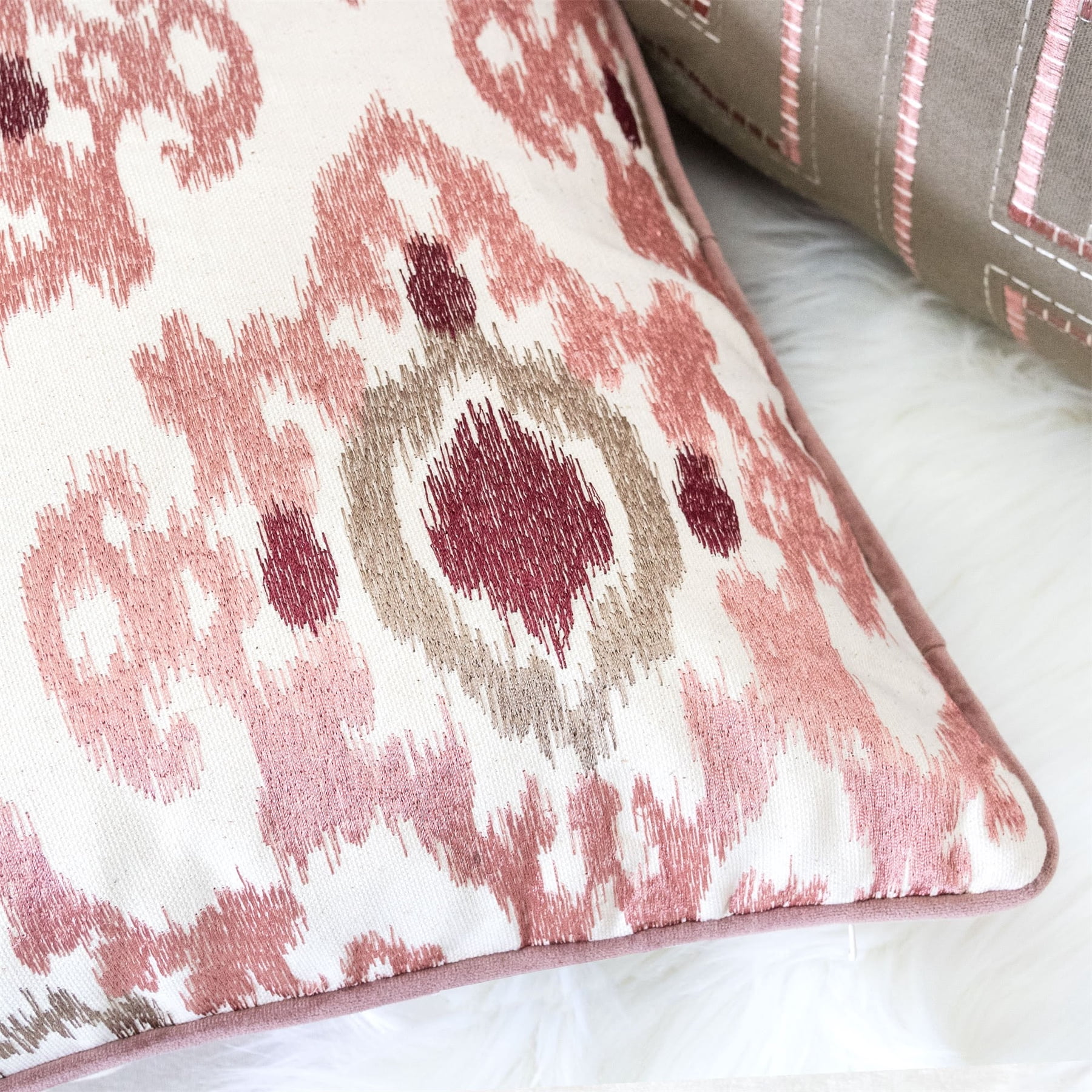 Rayana Peach Graphic Polyester 20 in. x 20 in. Throw Pillow