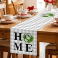 thumbnail image 5 of Rustic Home Table Runner - 60 Inch Long Green Eucalyptus Leaves Wreath Wooden Plaid Cotton and Linen Blended Dress Scarves Farmhouse Table Runner for Kitchen Dining, Coffee Table, 13" x 60", 5 of 8