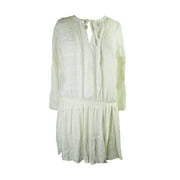 Free People Ivory Long-Sleeve Mesh-Inset Peasant Dress M