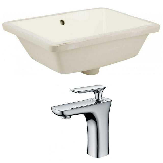 18.25-in. W Rectangle Bathroom Undermount Sink Set In Biscuit - Chrome Hardware AI-22812