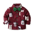 thumbnail image 5 of Otqutp Christmas Toddler Kids Boys Gentleman Clothing Sets Long Sleeve Christmas Cat Bowtie Shirts+Suspenders Pants Suits 0-7 Years(Red,5-6 Years), 5 of 9