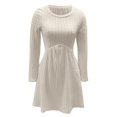 thumbnail image 4 of DHFJKG Sweater Dress For Women Bohemian Knit Ribbrd Solid Color Long Sleeve Round Neck Mini Dress With Pockets Soft Dresses, 4 of 5