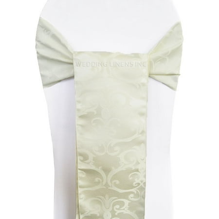 

Wedding Linens Inc. (10pcs) 7.5 x 108 Damsk Jacquard Polyester Chair Sashes Chair Bow Ties - White