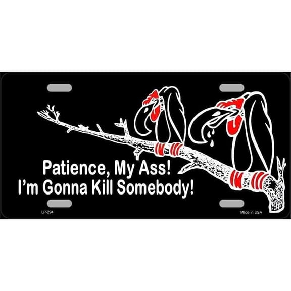 Aluminum (12 inch x 6 inch) License Plate Metal Sign for Home Patience My As*