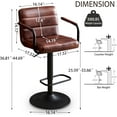 thumbnail image 6 of Bar Stools Set of 2, PU Leather Adjustable Height 360° Swivel Barstools with Backrest and Armrests, Counter Height Bar Chairs for Kitchen Island, Bar, Dining Room, Reddish Brown, 6 of 13