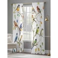 thumbnail image 4 of Bird Leaf Semi Sheer Window Curtains 84 Inches Long, Spring Summer Tree Branch Farmhouse Retro Rod Pocket Voile Chiffon Curtain Light Filtering Drapes for Living Room, Kitchen, 52"x84", 2 Panels, 4 of 9
