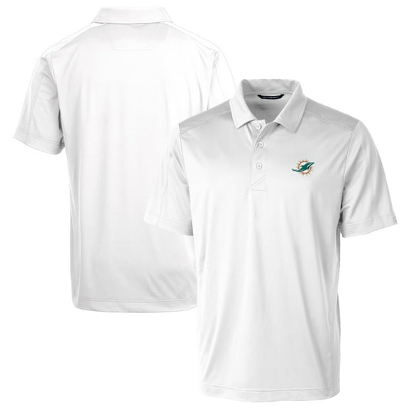 Men's Cutter & Buck White Miami Dolphins Prospect Textured Stretch Polo
