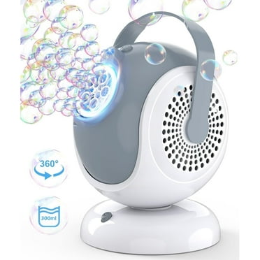 Bubble Machine, Automatic Bubbles Blower for Kids with LED Light and Solution, 360° Spinning & 75° Adjustment, Outdoor Toys for Parties, Ideal Birthday Christmas Gifts for Toddlers, Wedding Stage Use