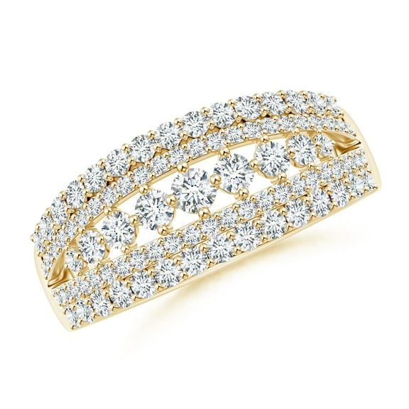 ANGARA Lab Grown Diamond Multi-Row Broad Anniversary Ring for Women in 14K Yellow Gold (Size-2.5mm| Color-F-G| Clarity-VS) | Anniversary, Jewelry Gift for Women | Lab-Grown Diamond Ring