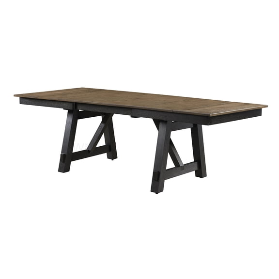 Solid Wood Extendable Dining Table, Charcoal Finish Trestle Legs, 40x66-94 Inch with Hidden Leaves
