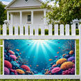 thumbnail image 5 of LUUFILx Ocean Whale Backdrop Underwater Banner Scenic Background for Aquarium Party Baby Shower Wedding Event Photography Backdrop Coral Decor Wall Hanging, 5 of 8