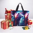 thumbnail image 6 of Fuzoiu Starry Multicolored Wolf Print Durable Tote Bag,Shoulder Bag with Zipper Closure,Casual Tote's Handbag,for Daily Use, Shopping, School, Work, 6 of 7