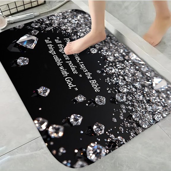 1pc Durable Decorative Bathroom Anti-Slip Carpet, PN operatives says Thickened Flannel Mat Decor, Machine Washable, Suitable for Bathroom, Bedroom, Living Room, Kitchens Entrance,16x24 inches