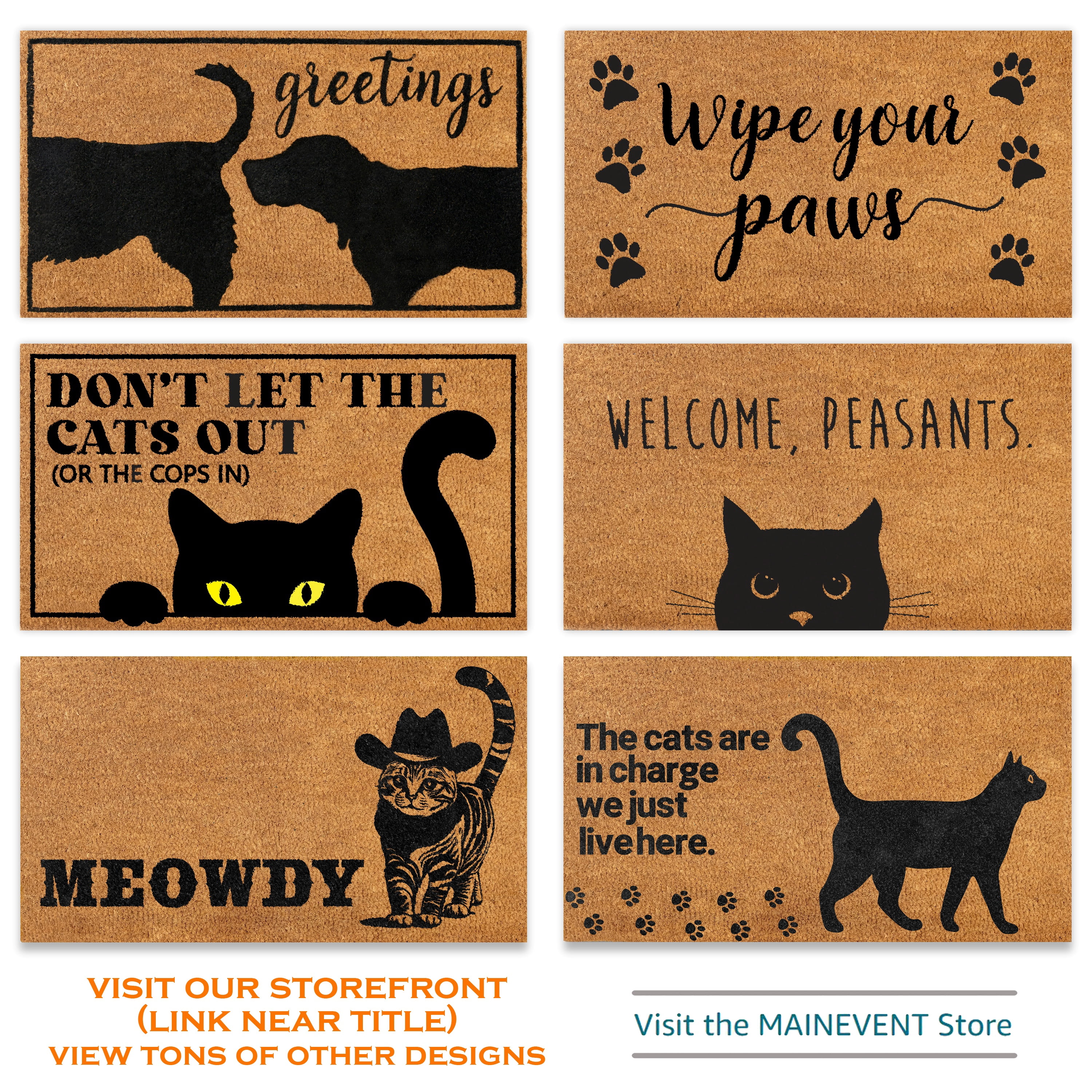 MAINEVENT Cats Welcome People Tolerated Doormat 30x17 Inch, Funny Outdoor Welcome Mat for Outside