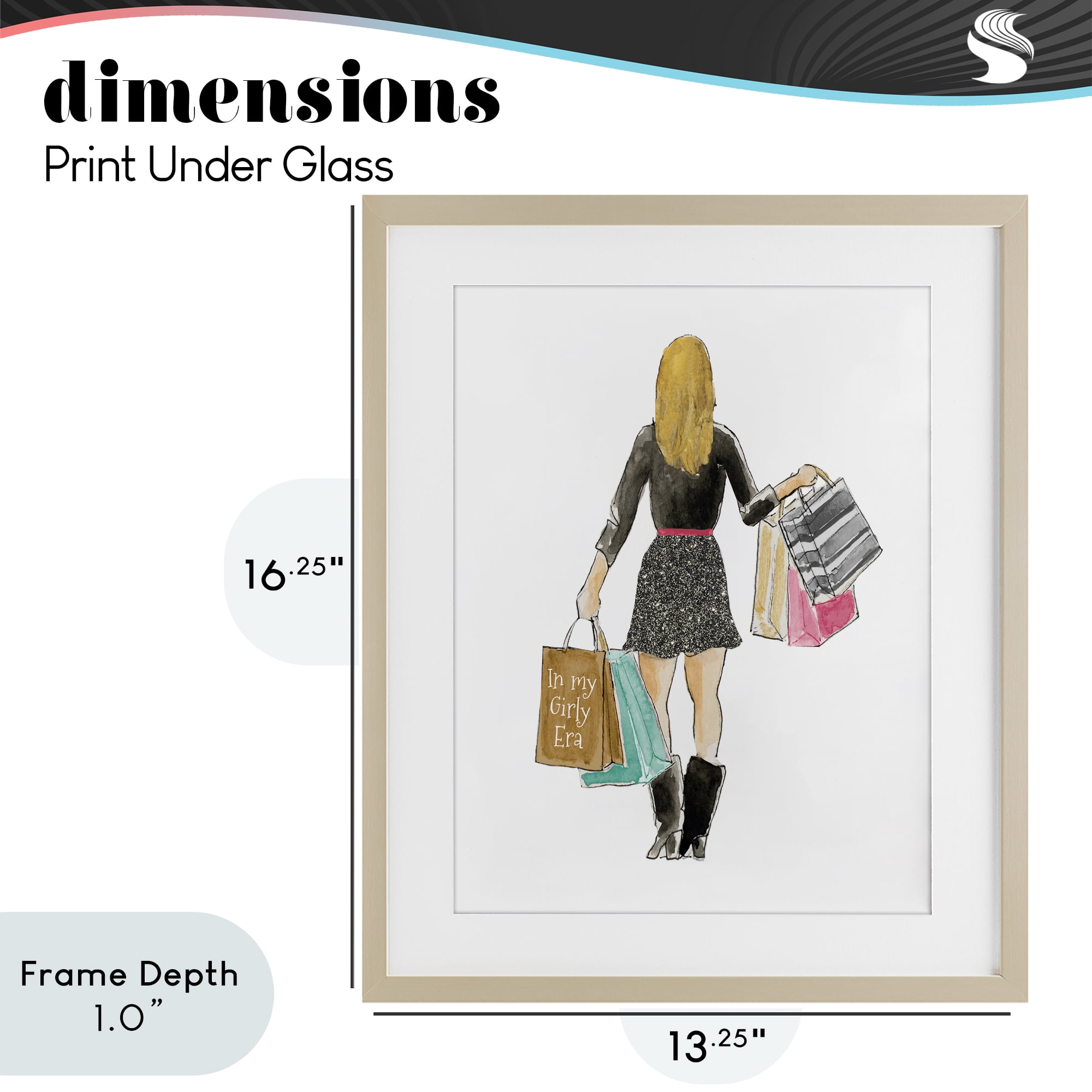 Stupell Industries Girl With Shopping Bags Birch Framed Print Under Glass, design by Lanie Loreth