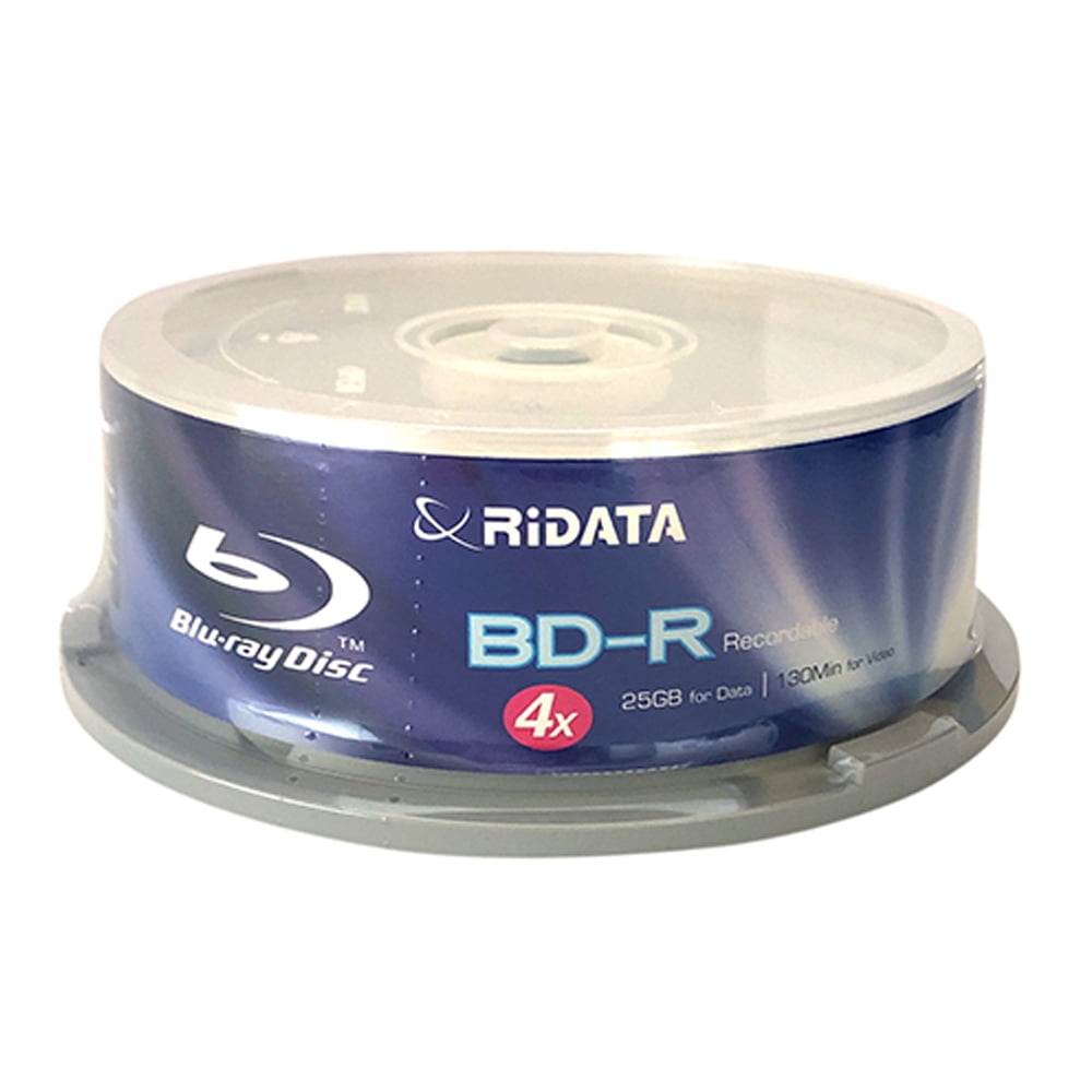 25 Pack Ridata 4X BD R BDR 25GB Single Layer Blue Blu ray Logo 
