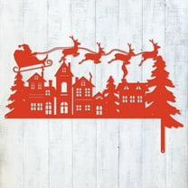 Christmas Door Corner Décor– Festive Metal Holiday Decoration– 6 Unique Designs (Santa, Reindeer, Gnomes & More)– Indoor/Outdoor, Powder-Coated, Handmade in Texas (CDCD-Santa-Reindeer-and-Sleigh-R)