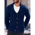 thumbnail image 2 of Mens Cable Knit Cardigan Sweater Shawl Collar Loose Fit Long Sleeve Casual Cardigans, 2 of 5