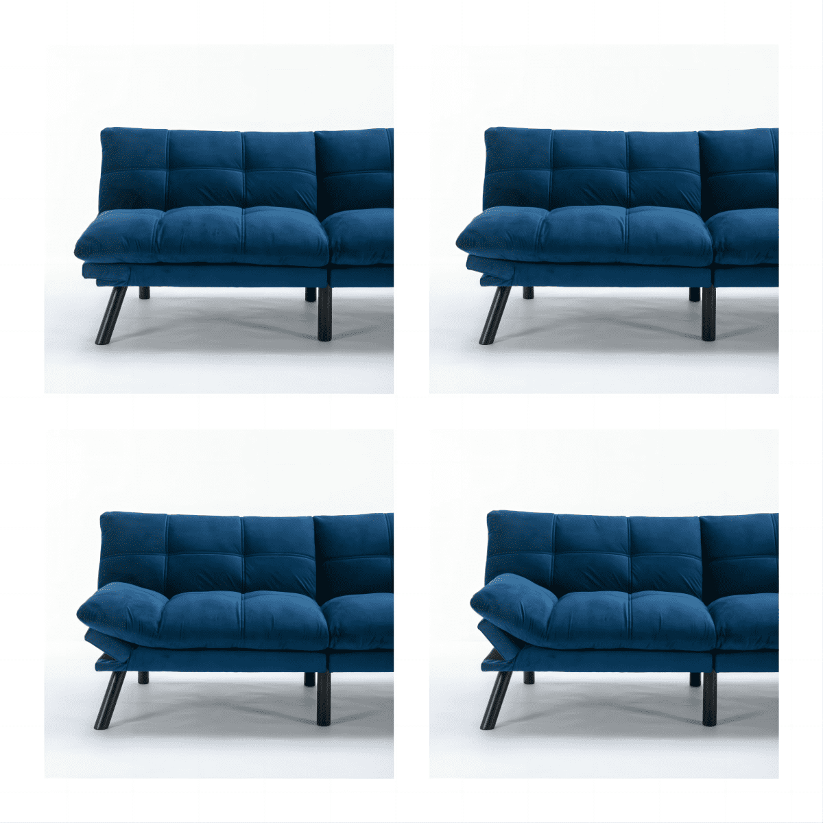 Convertible Folding Sofa Bed, Adjustable Armrest and Backrest, Navy Blue, 70.87 Inch Length, Upholstered Fabric, 2-Seater, Modern Design for Small Living Room Bedroom Apartment Office