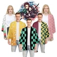 thumbnail image 2 of Cosplay Capa anime Ghost Slayer kimono Kanamon Tanjiro Surf Ropa Con Los Mismos Niños Adultospangjing, 2 of 4