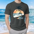 thumbnail image 2 of Palm Tree Hawaiian Shirt for Men Vacation Beach Tropical Casual Shirts Oversized Tshirts Graphic Tees Summer Tops Dark Gray,M, 2 of 5