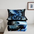 thumbnail image 5 of Manfei Blue Dragon Animals Twin Comforter Sets,Gothic Floral Wildlife Bedding Set,Black Reversible,2-Piece,1 Comforter and 1 Pillowcase, 5 of 7