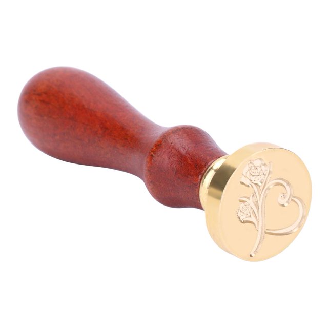 Cuadros Decorativos Sellos de cera de lacre de metal antiguo con mango de madera de flor de rosa Sello antiguo (27) JShteea Nuevos Originales
