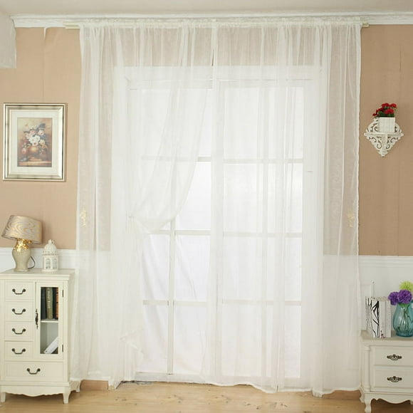 1Pc Organza Curtain (200Cm X 100Cm) Door Color Panel Curtain Sheer Tulle Window Scarf Solid Wh Drape Home Decor Curtain