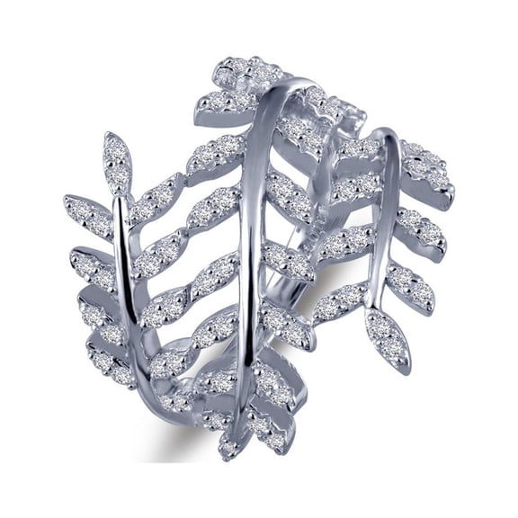 Lafonn Pave Glam Sterling Silver Platinum Plated Lassire Simulated Diamond Ring (0.74 CTTW)