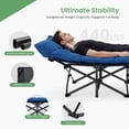 thumbnail image 3 of Blorly Folding Camping Cot with 3.5" Comfort Pad, Heavy Duty Adult Sleeping Cot supports 440lbs, Portable Rollaway Guest Bed with Carry Bag for Office Nap, Travel, Outdoor, Tent (Blue), 3 of 6