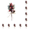 thumbnail image 3 of Cateissary Rama de pino helada de nieve falsa, decoración de Navidad de plástico, rama de pino de nieve artificial DIY, cono rojo flor de pino rojo 10piezas, 3 of 6