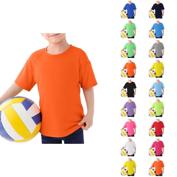 Kids T Shirts Quick Drying Lightweight Short Sleeve Sun Protection Crewneck Shirt Boys Girls Summer Basic Tees 3-12 Years