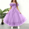 thumbnail image 2 of Fesfesfes Girls One Shoulder Tulle Princess Dress with Sequin Floral Detail, Puffy Layered Ball Gown for Stage Performance, Pageant, Birthday Party, and Wedding Flower Girl, Kids Ages 7-13 Years, 2 of 6