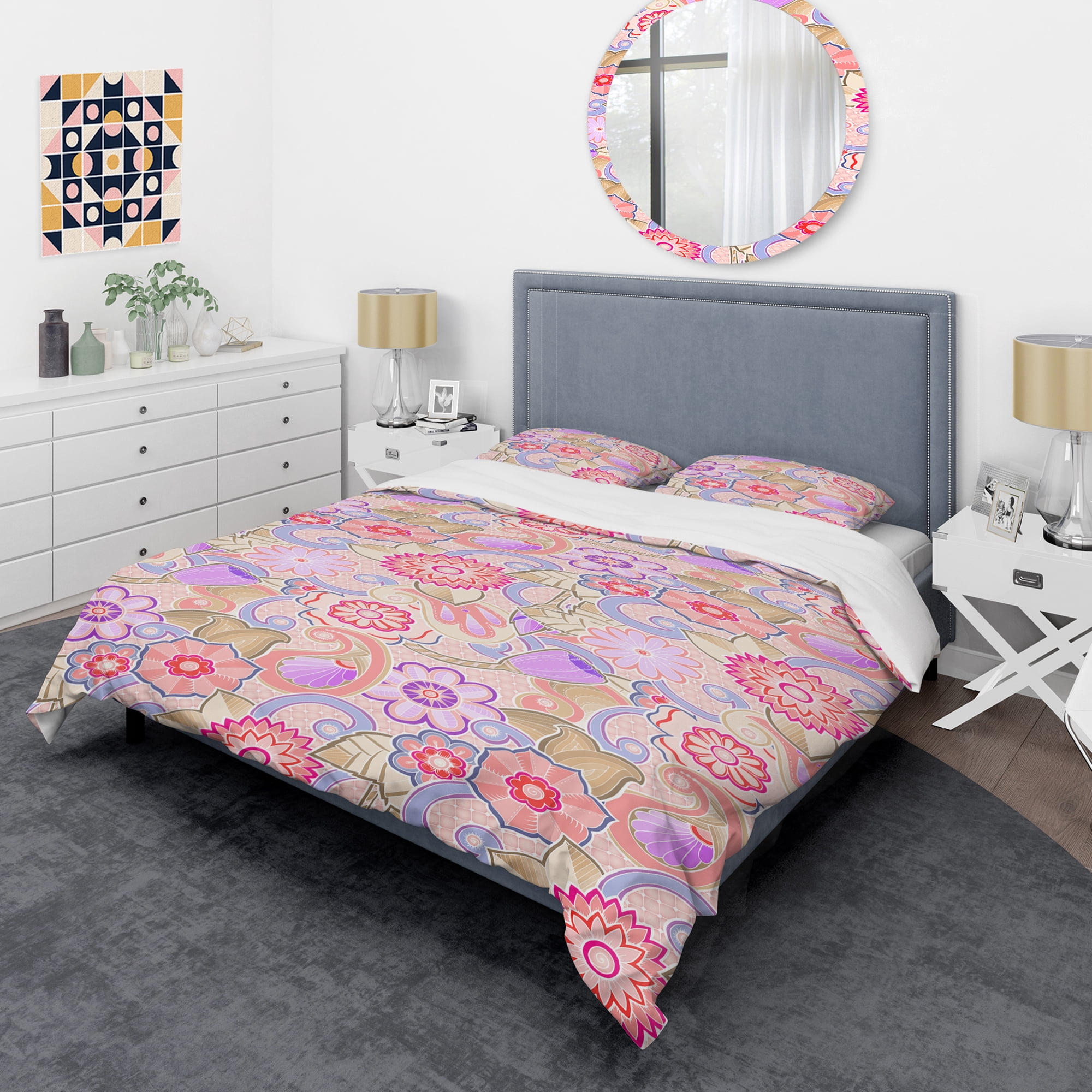 Designart 'Floral Botanical Retro XIII' Mid-Century Modern Duvet Cover Set
