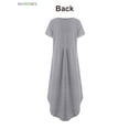 thumbnail image 5 of BadPiggies Short Sleeve Loose Maxi Dress with Pockets, Plain Casual Ankle Length Long Dress V Neck Summer T-Shirt Dress (S, Gray), 5 of 8
