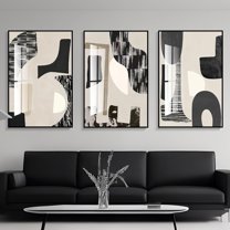Hieng Large bright black and white geometric abstract wall art modern decorative painting, suitable for living room, bedroom, bathroom, and office poster decoration printing