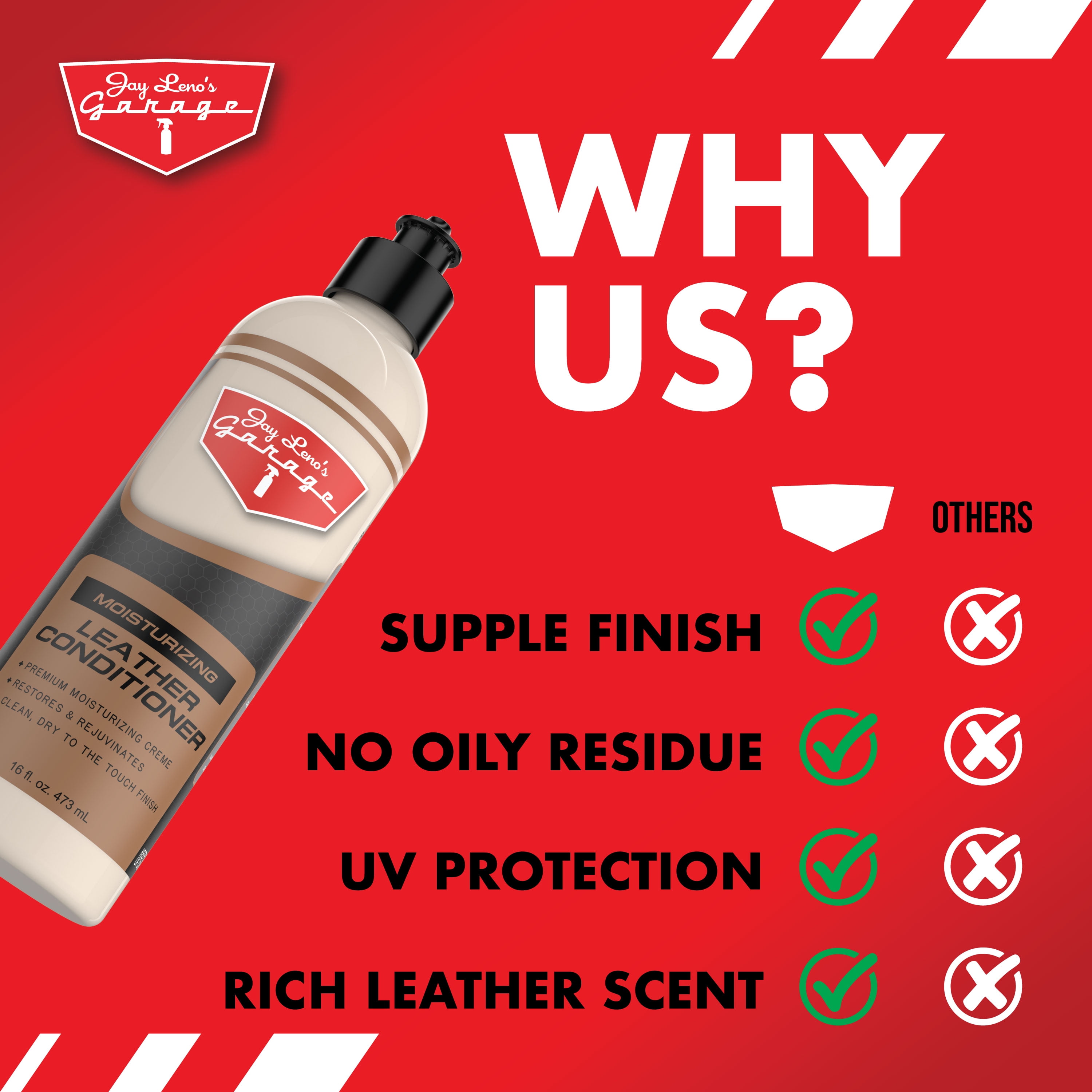 Jay Leno's Garage Leather Conditioner 16 oz Protect Restore Car Leather  Surfaces Nourish - Walmart.com