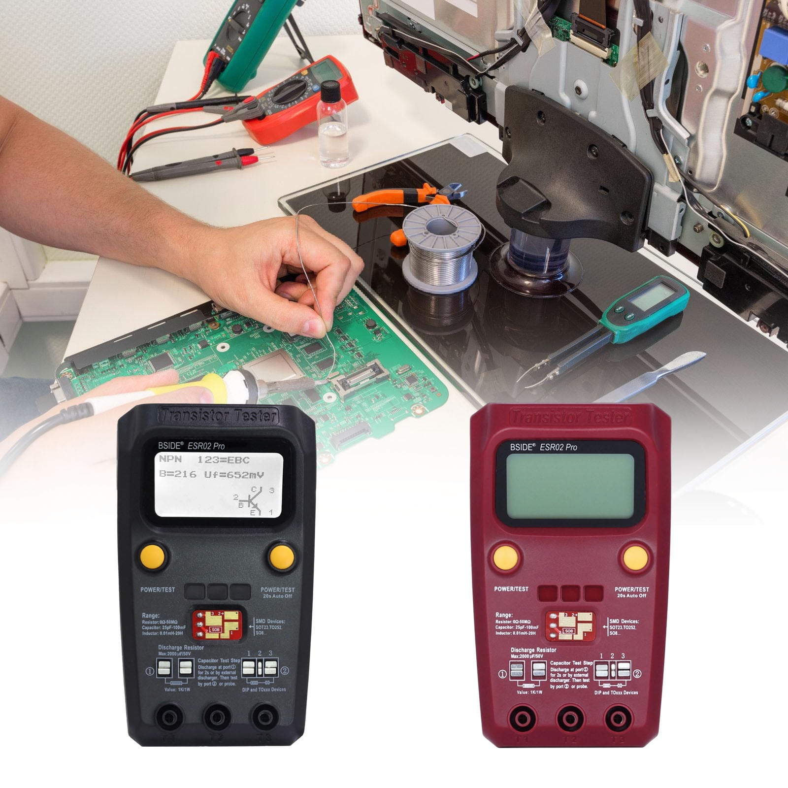 Electrolytic Capacitor Tester With 10+ Hours Lifespans Large LCD Screen For Precise Component Diagnostics