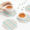 thumbnail image 6 of Bingfone Vintage Colorful Geometric Leather Drinks Coasters with Set of 6,Suitable for Home Kitchen,Coffee Cup Coasters Home Gift, 6 of 7
