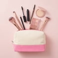 thumbnail image 4 of Aspire 4 Pack Cotton Canvas Makeup Bag with Contrasting Bottom Multi-Purpose Cosmetic Bag with Zipper Blank DIY Craft Bag-Natural / Navy, 4 of 7