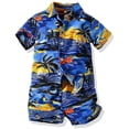 thumbnail image 1 of Traje hawaiano de 2 piezas para niño, conjunto de camisa de manga corta y pantalones cortos de verano con botones y estampado Floral/traje para altura de 90 cm/ kaili Sencillez, 1 of 5
