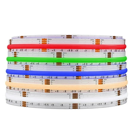 RGB CCT LED Strip Lights - Color Changing & Tunable/Variable White - 24 Volt - Dotless FCOB - Indoor Use (IP30) - 16.4 Feet