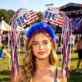 thumbnail image 2 of Homellea 4th of July Patriotic Headband, 9.64 Inch Red White Blue Star Hair Hoop with 250 Year Anniversary Ribbon Streamers for Independence Day, Memorial Day, Parade and Party Decor, 2 of 5