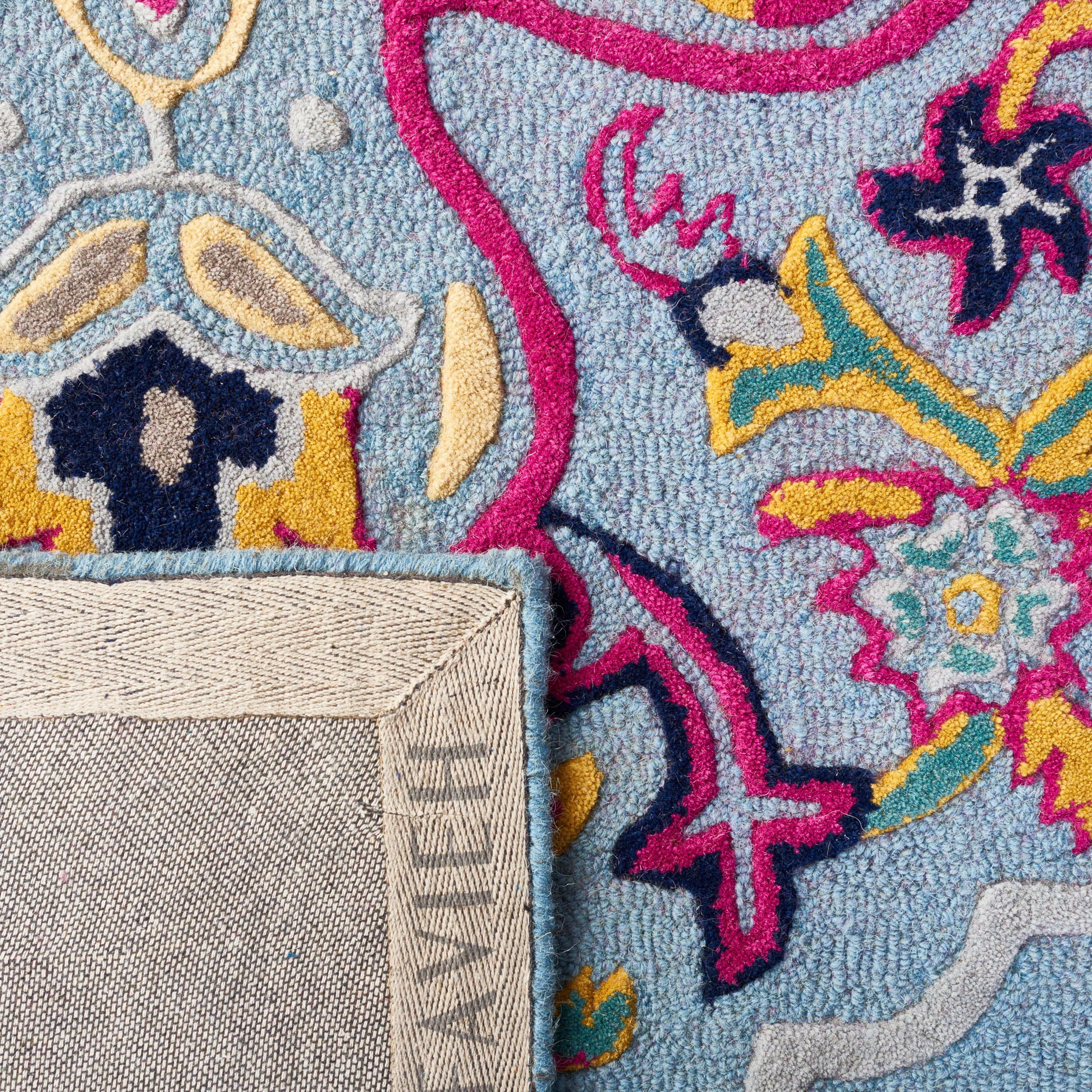 SAFAVIEH Bellagio Rio Floral Wool Area Rug, Light Blue/Multi, 8' x 10'