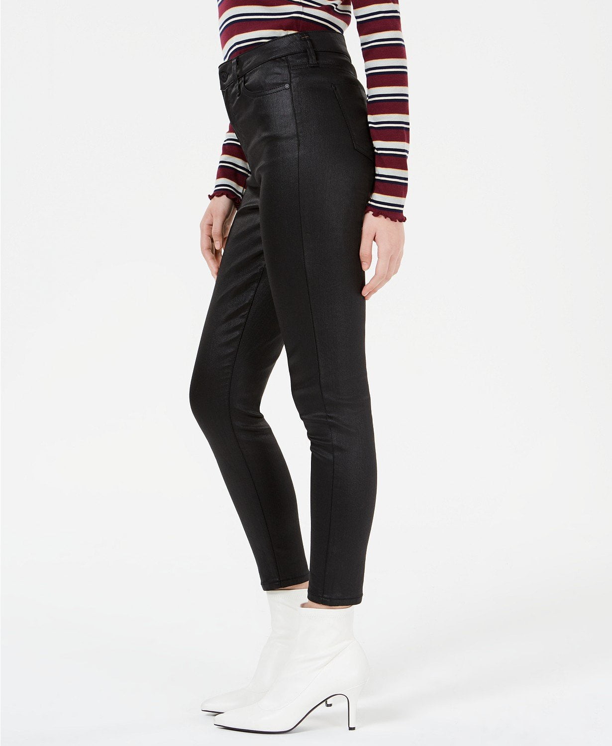 celebrity pink black coated skinny jeans