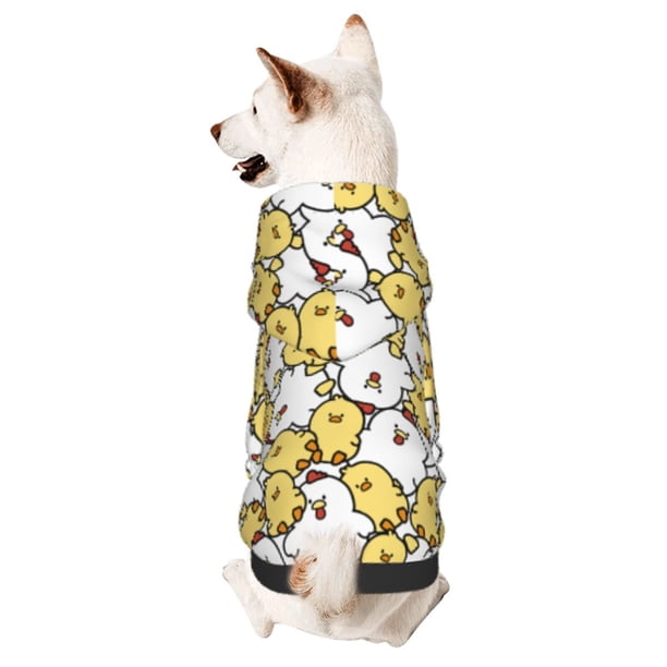 Fotbe Cartoon Chicken Sudadera con Estampado para Perros Pequeños – Suéter con Capucha para Mascotas, Tela Suave de Forro Polar con Bolsillo-Small