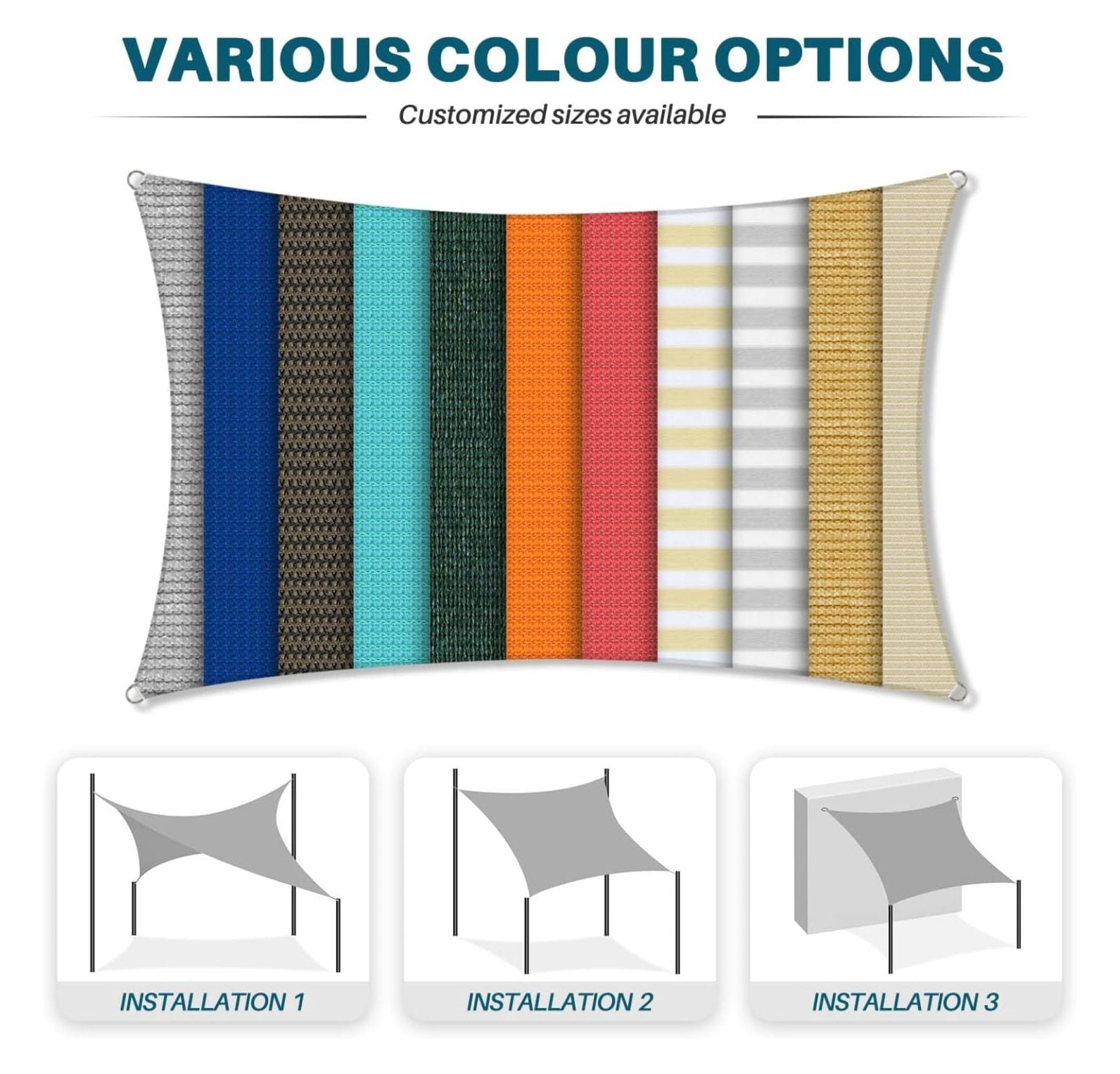 14'x14' Sun Shade Sail Outdoor Canopy Cover Rectangle Heavy Duty Shade Cloth for Backyard Yard Deck Patio Garden Outdoor, Beige