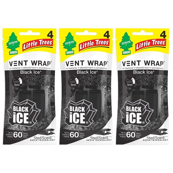 Little Trees Vent Wrap Car Air Freshener (Black Ice), 12 Packs