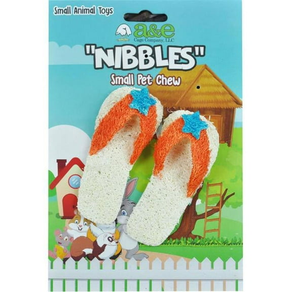 A&E Cage 644168 Nibblers Loofah Flip Flops for Small Animal Toy - Small