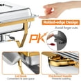 thumbnail image 3 of EVGTTI 4 Pack Gold Chafing Dish for Buffet, 8QT Roll Edge Designed Chafing Dish Buffet Set, Stainless Steel Food Warmer with 1/2 Size Pan for Parties, Church Events, 3 of 6